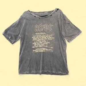 Vintage Canvas AC/DC "Play Ball" Distressed Graphic Tee | Acid Wash | Size M